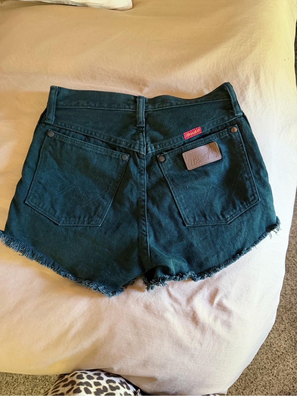 Wrangler Dark Green Denim Cutoff Shorts